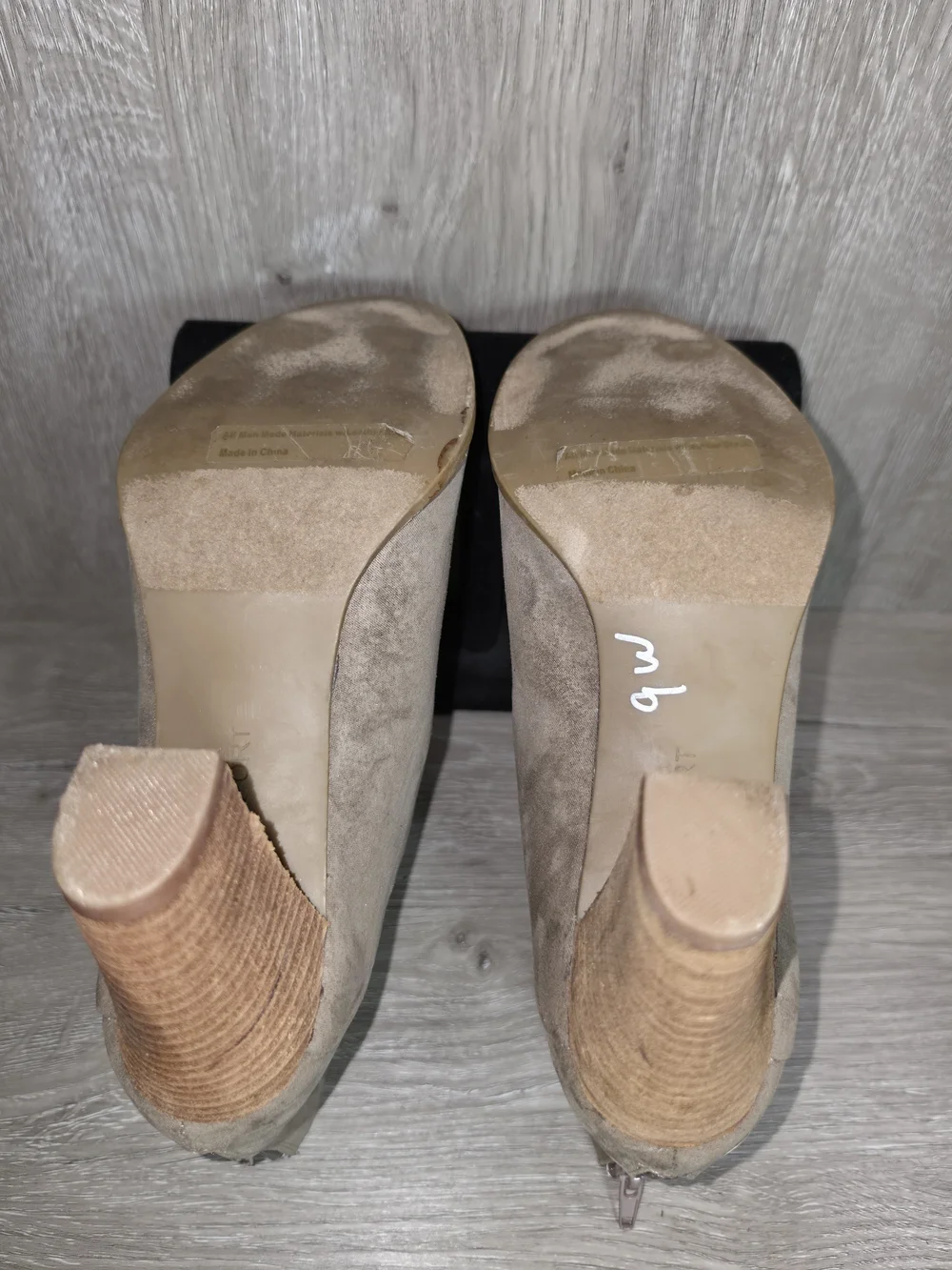 Report Rayce Women's Taupe Suede Peep-Toe Block Heel Booties Size 9.5